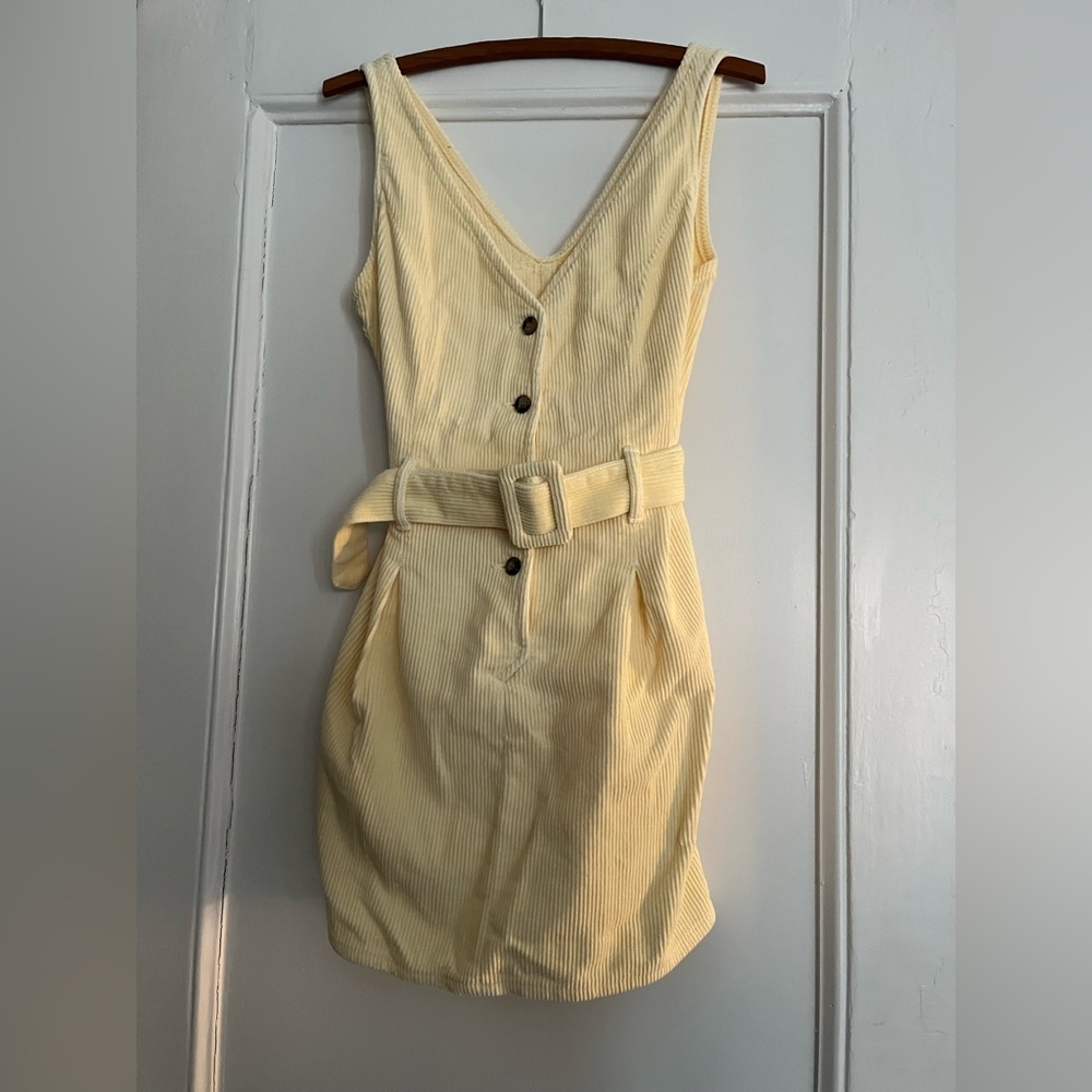 ASOS yellow denim dress with belt loops and belt!